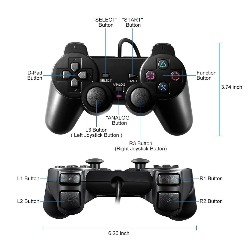 HaeBorl PS2 controller compatible with PS2 and PS1 consoles