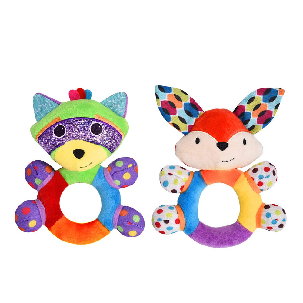 HAHA Baby teething rattle fox—soft plush with high-contrast visuals for engaging newborn play