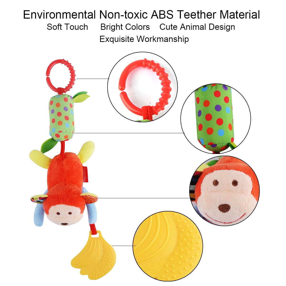 HAHA Baby Crinkle Ears Clip adds texture for gripping and tummy-time exploration.