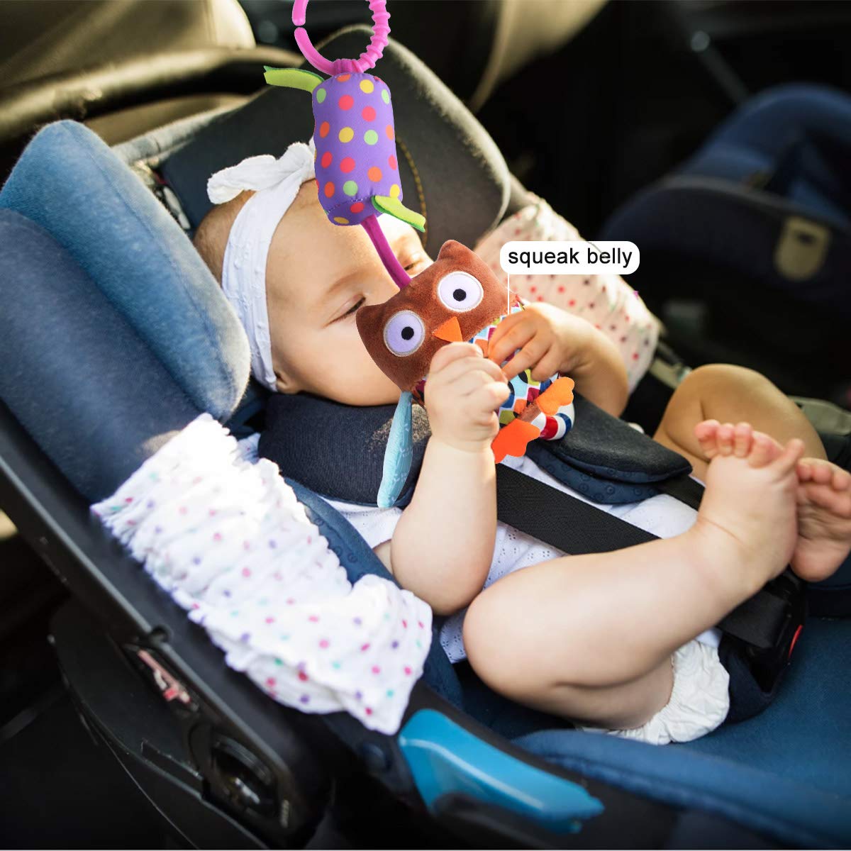 HAHA Baby Monkey Clip features wind chimes for gentle auditory cues during play.