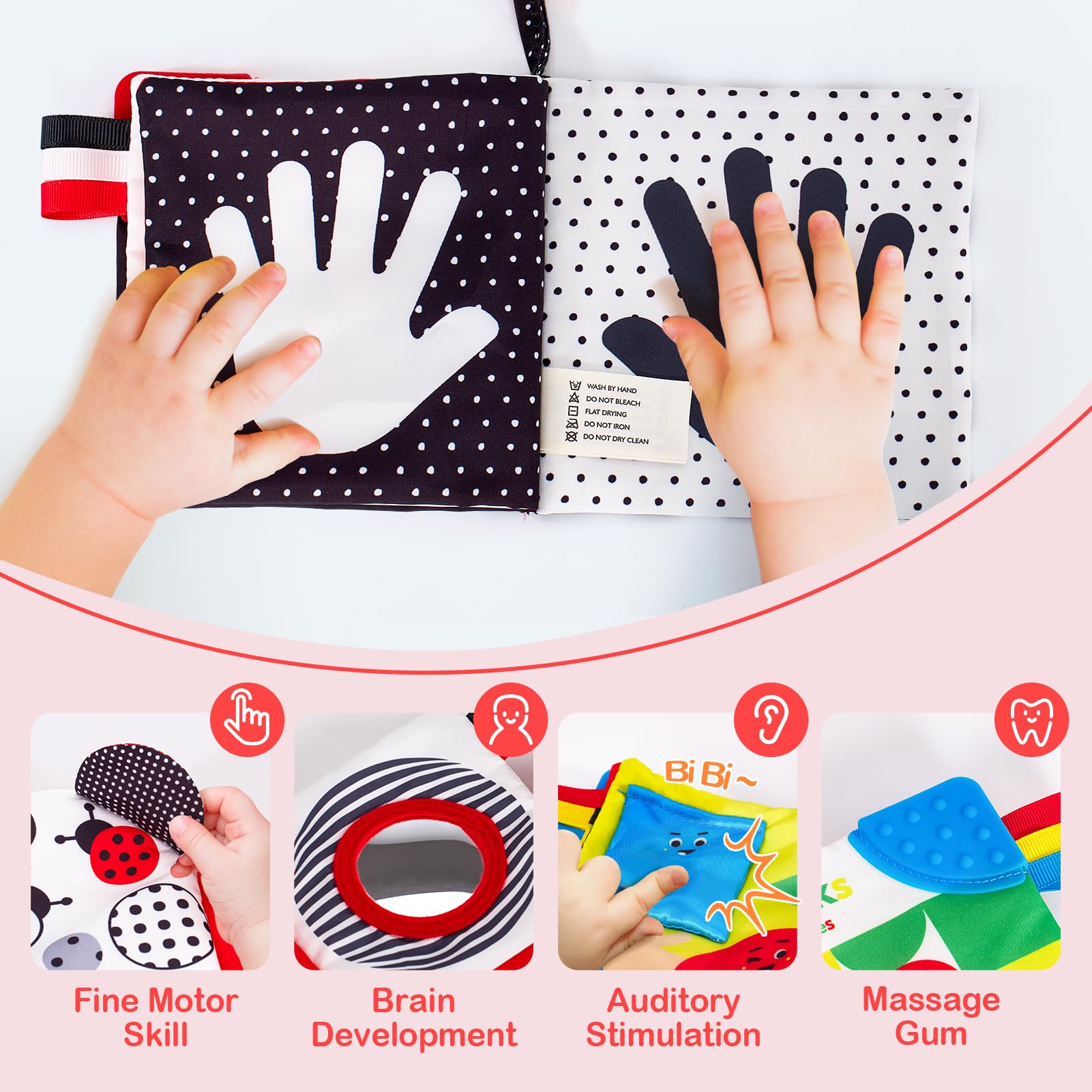 Hahaland cloth book includes a safe mirror for self-discovery.