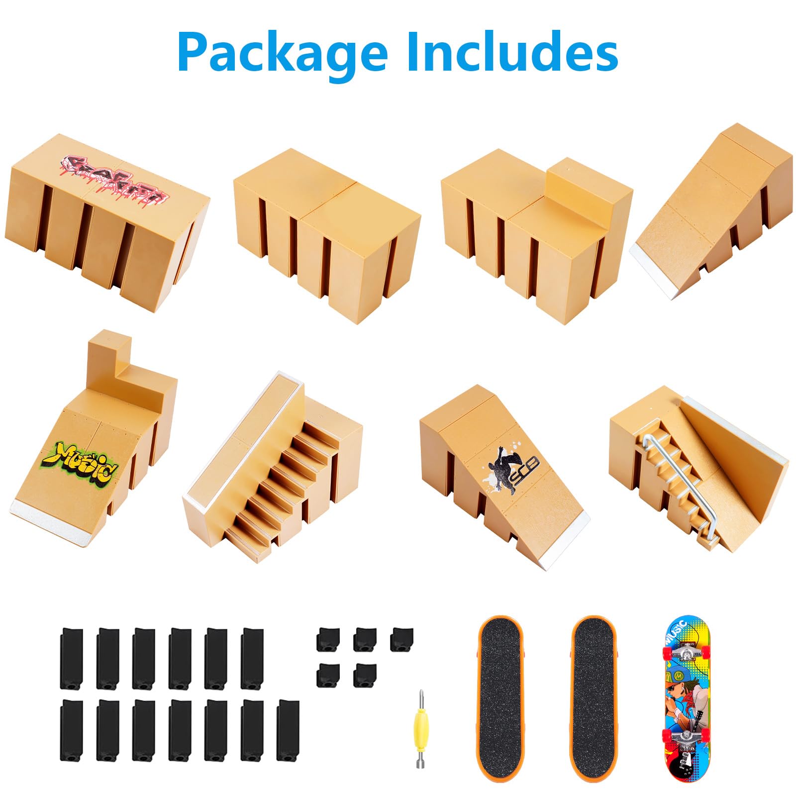 Hailey&Elijah fingerboard park kit eight ramps for varied layouts.