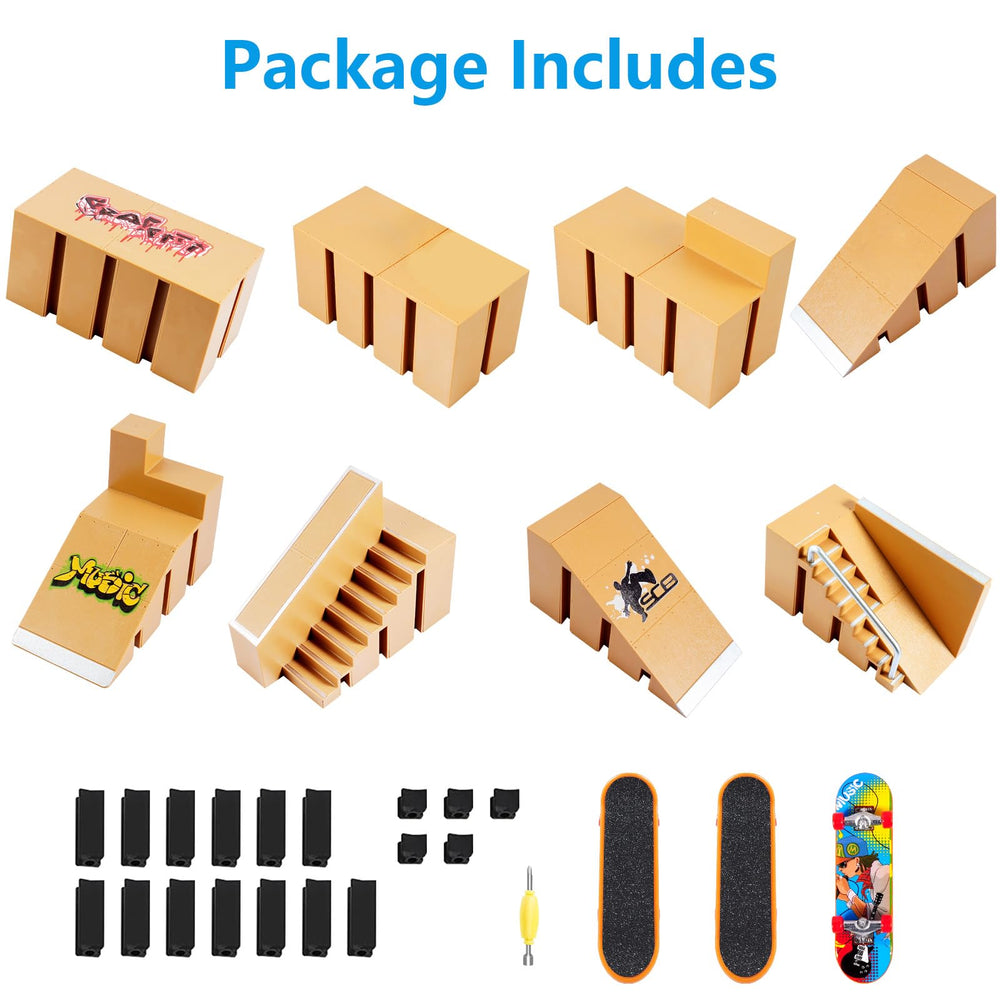 Hailey&Elijah fingerboard park kit eight ramps for varied layouts.