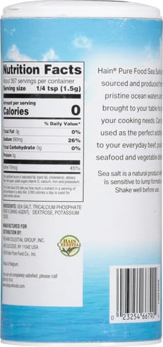 Hain iodized sea salt from evaporated sea water for versatile kitchen flavor