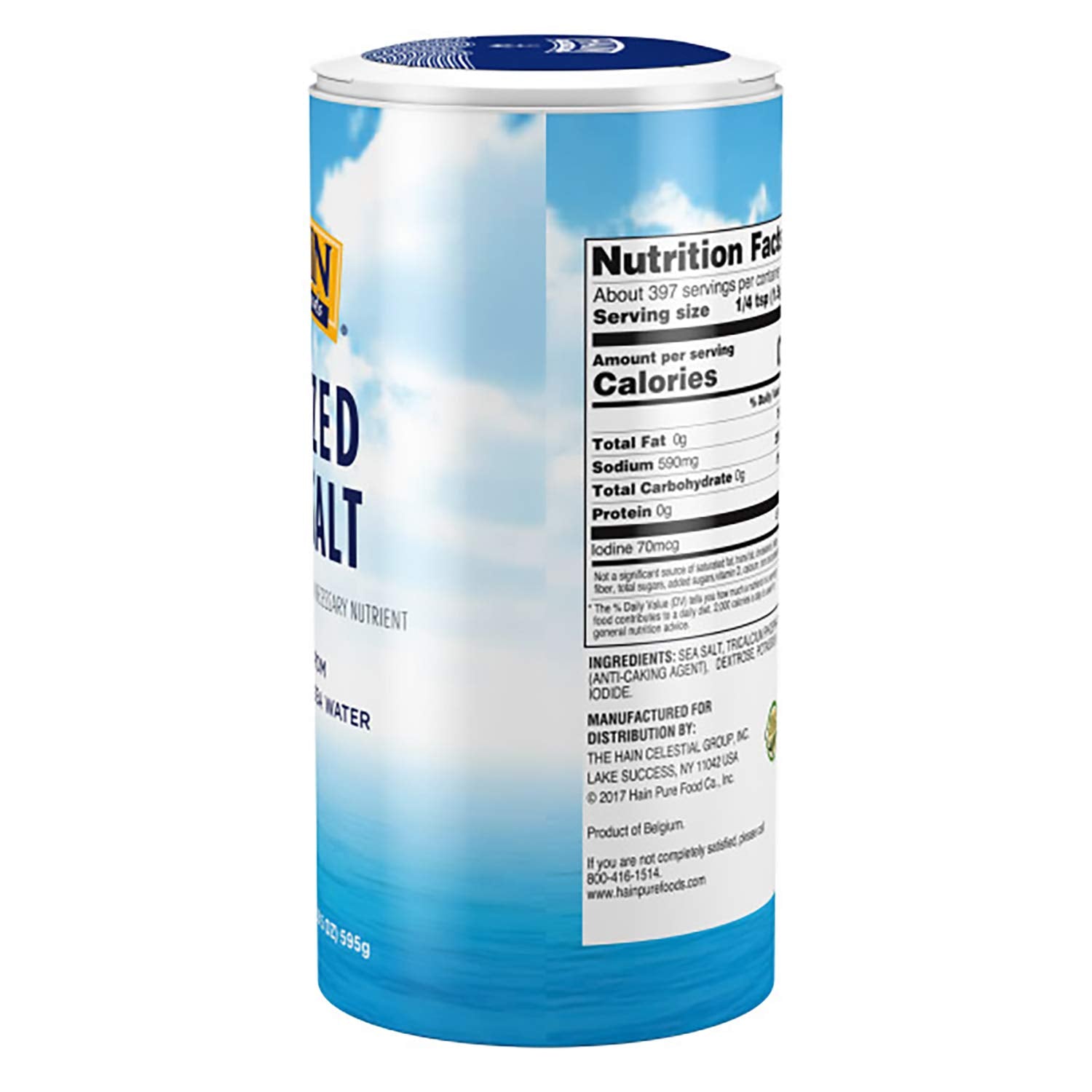 Hain sea salt from evaporated water offers clean flavor without additives