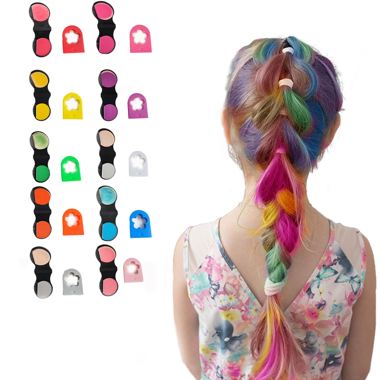HAIOLORPRO 10-color hair chalk palette for vibrant temporary color on hair.