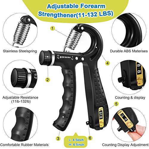 Haiplsh finger stretchers image in 13, 17, and 21 lbs for flexibility.