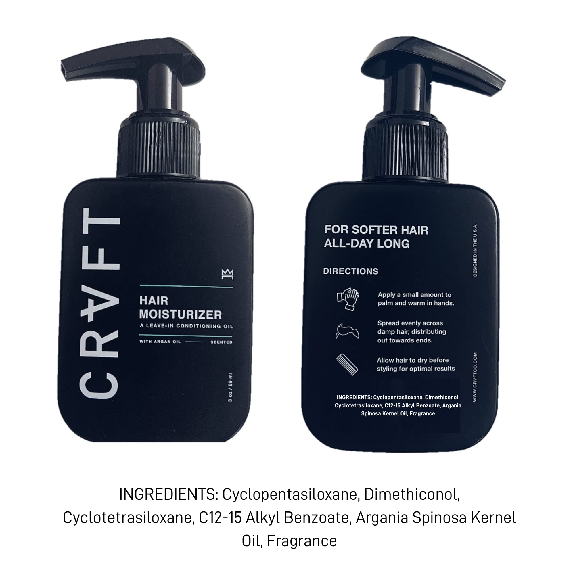 Sleek men’s hairstyle with CRVFT frizz control and shine.