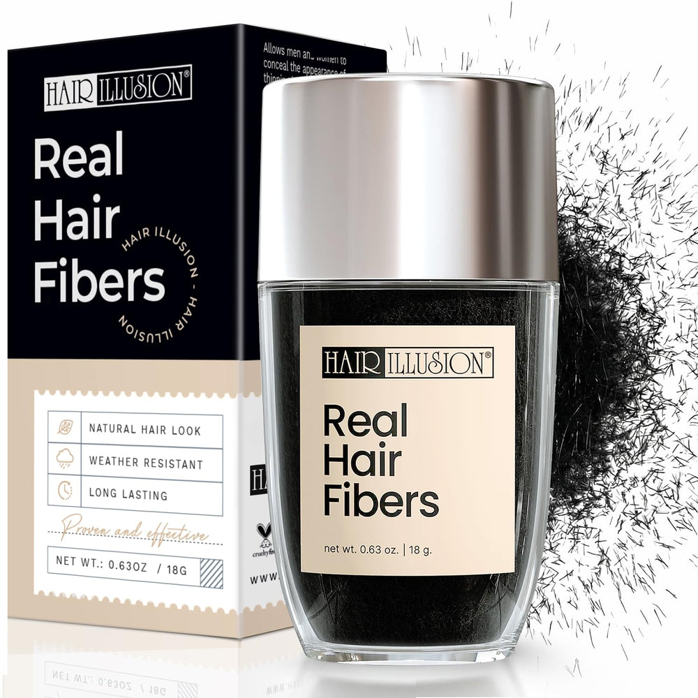 Hair Illusion holding spray bottle provides strong, long-lasting hold.