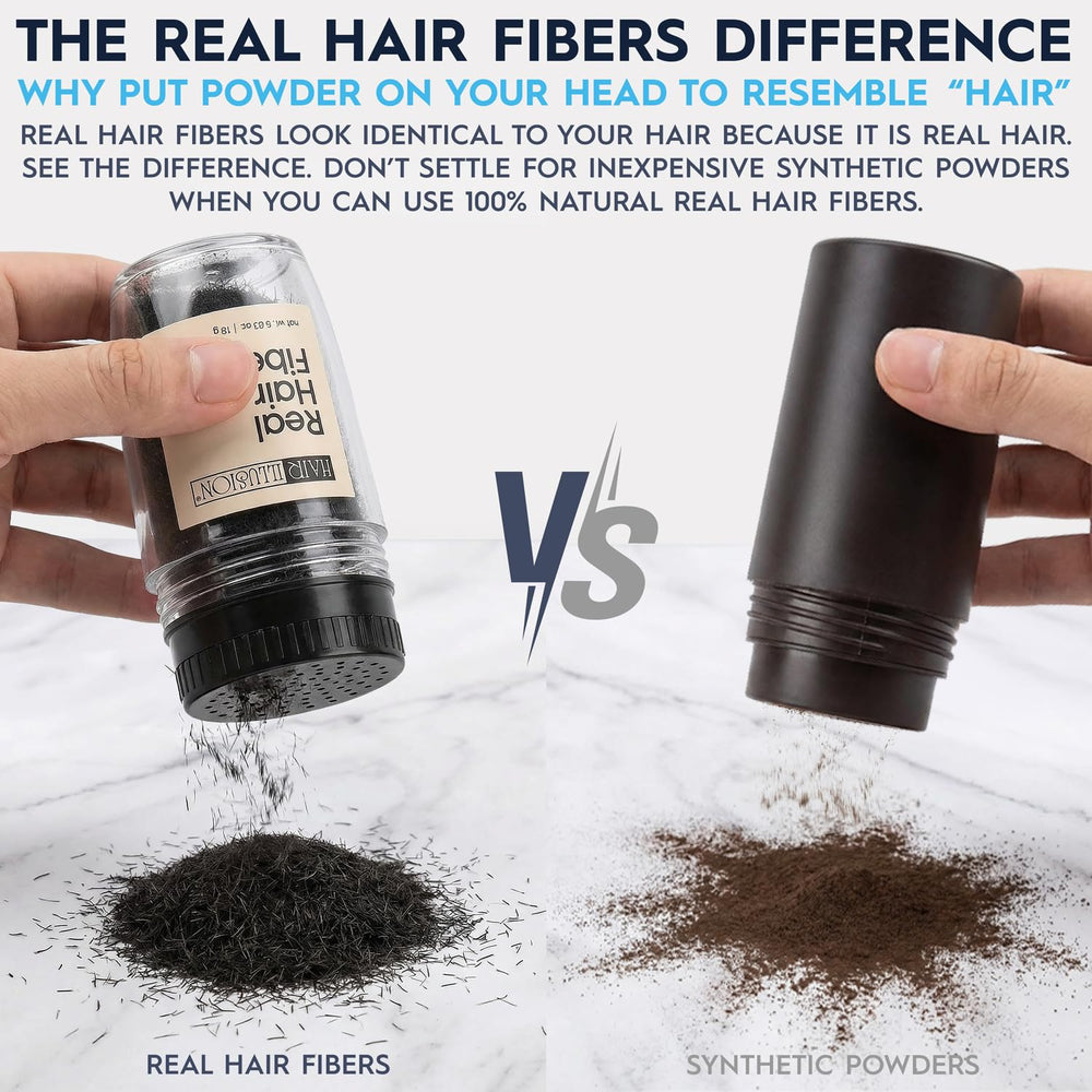 Hair Illusion scar coverage fibers blend invisibly for natural results.