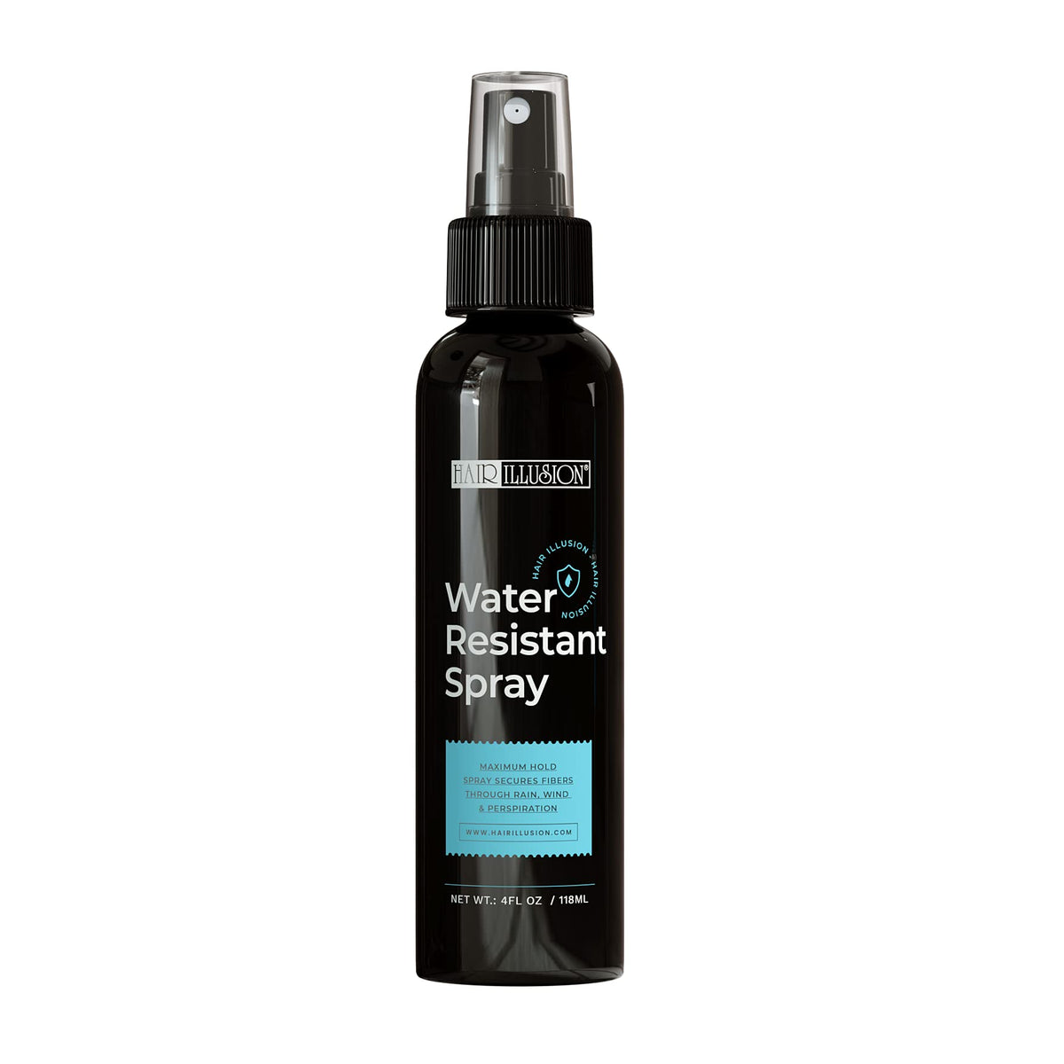 Hair Illusion water-resistant spray bottle ready for rain protection and style.