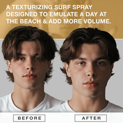 Hair Craft Co CRVFT Sea Salt Spray highlights shoulder-length waves for natural texture.