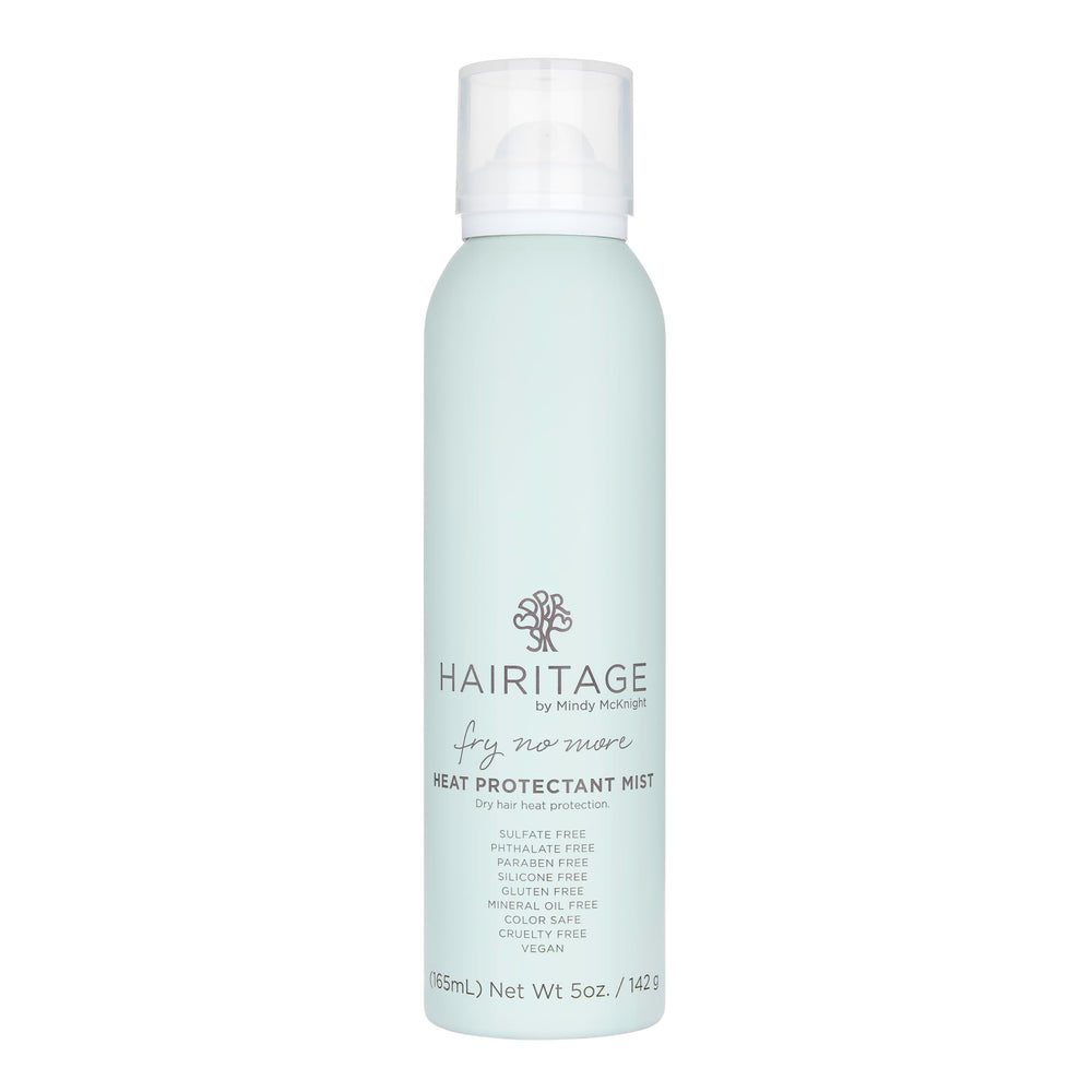 Hairitage Argan Oil Heat Protectant Spray bottle shields hair from heat with hydration