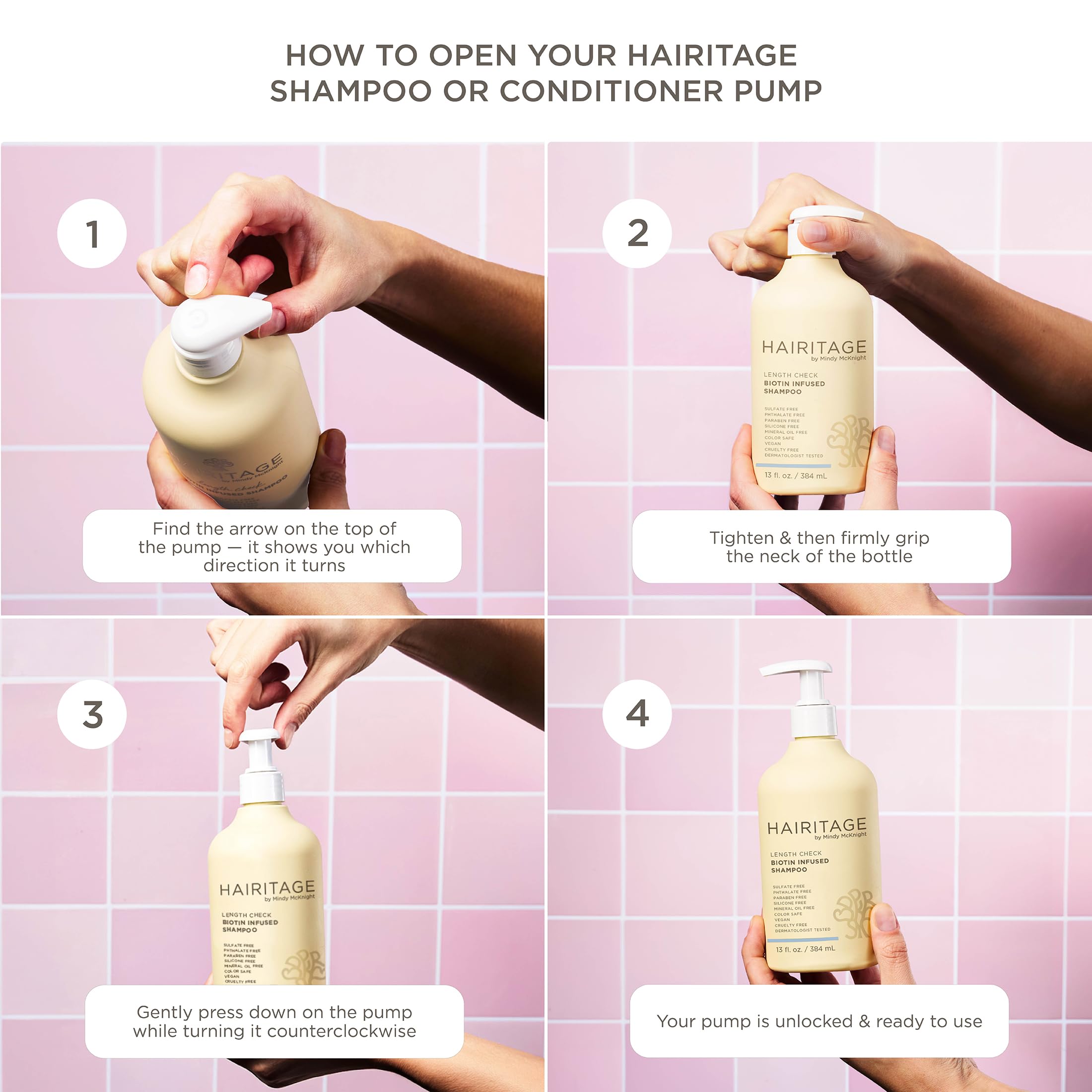 Hairitage Cherry amber scent bottle shot evokes fresh hair-washing experience.