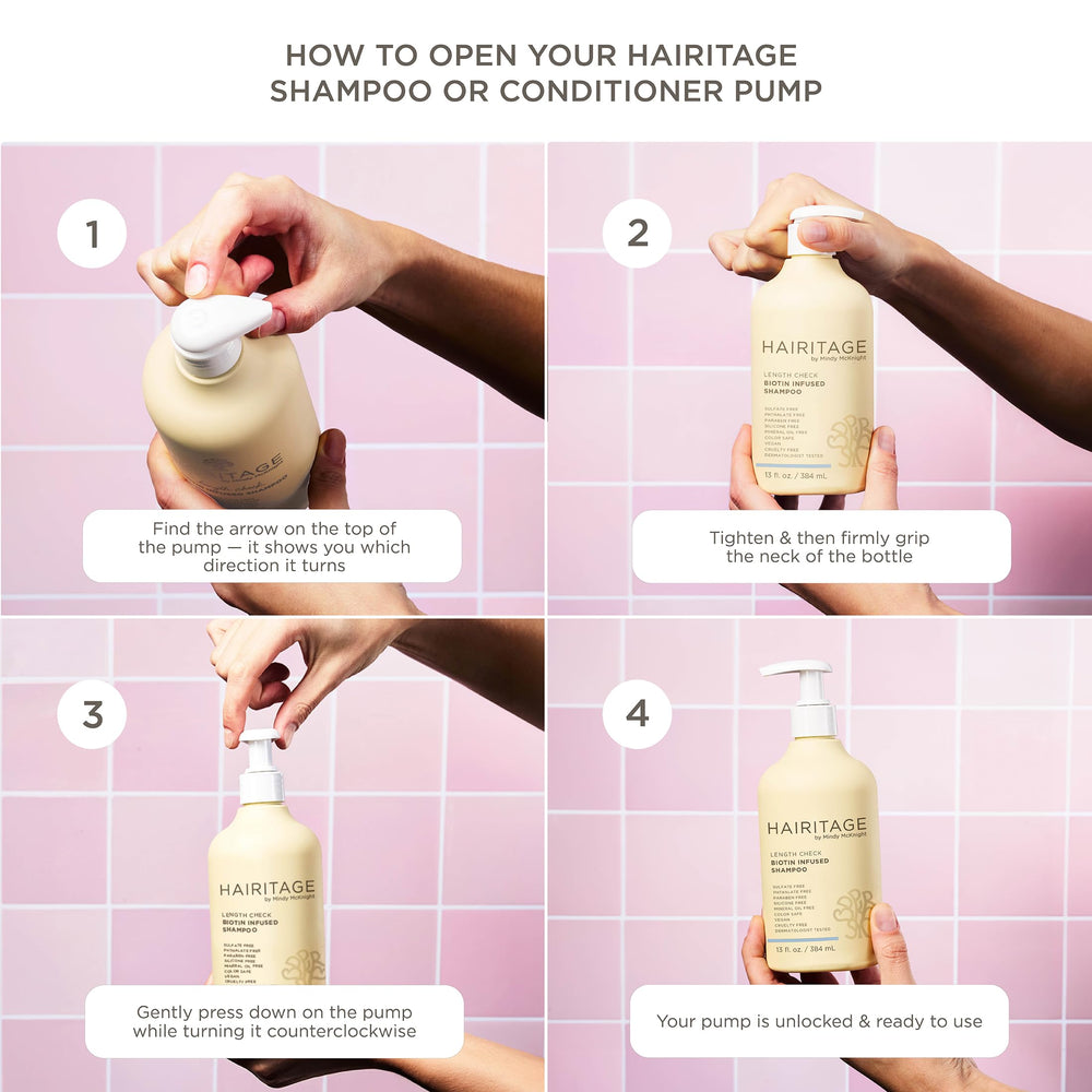 Hairitage Cherry amber scent bottle shot evokes fresh hair-washing experience.