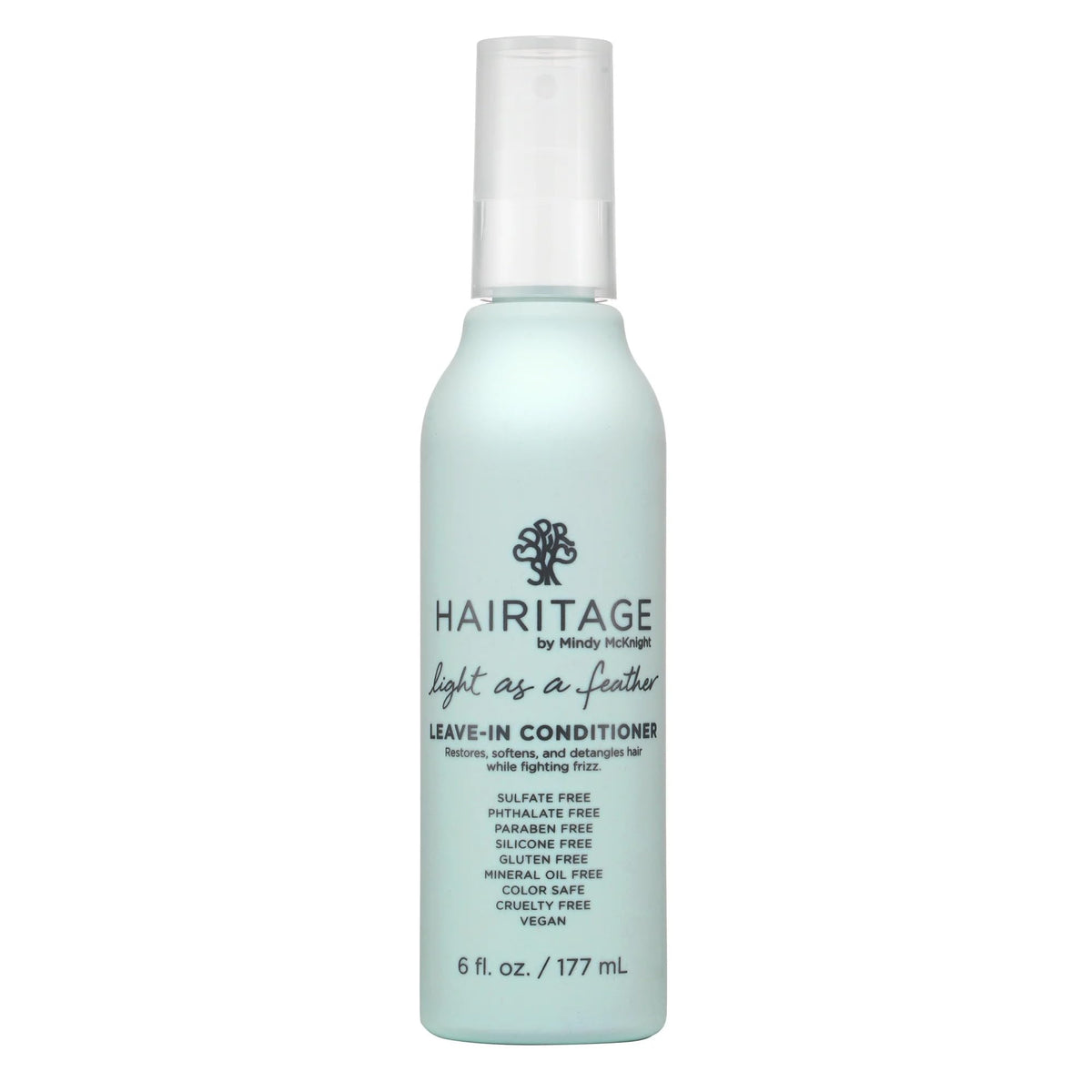 Hairitage detangling spray bottle showing easy detangling and lightweight conditioning