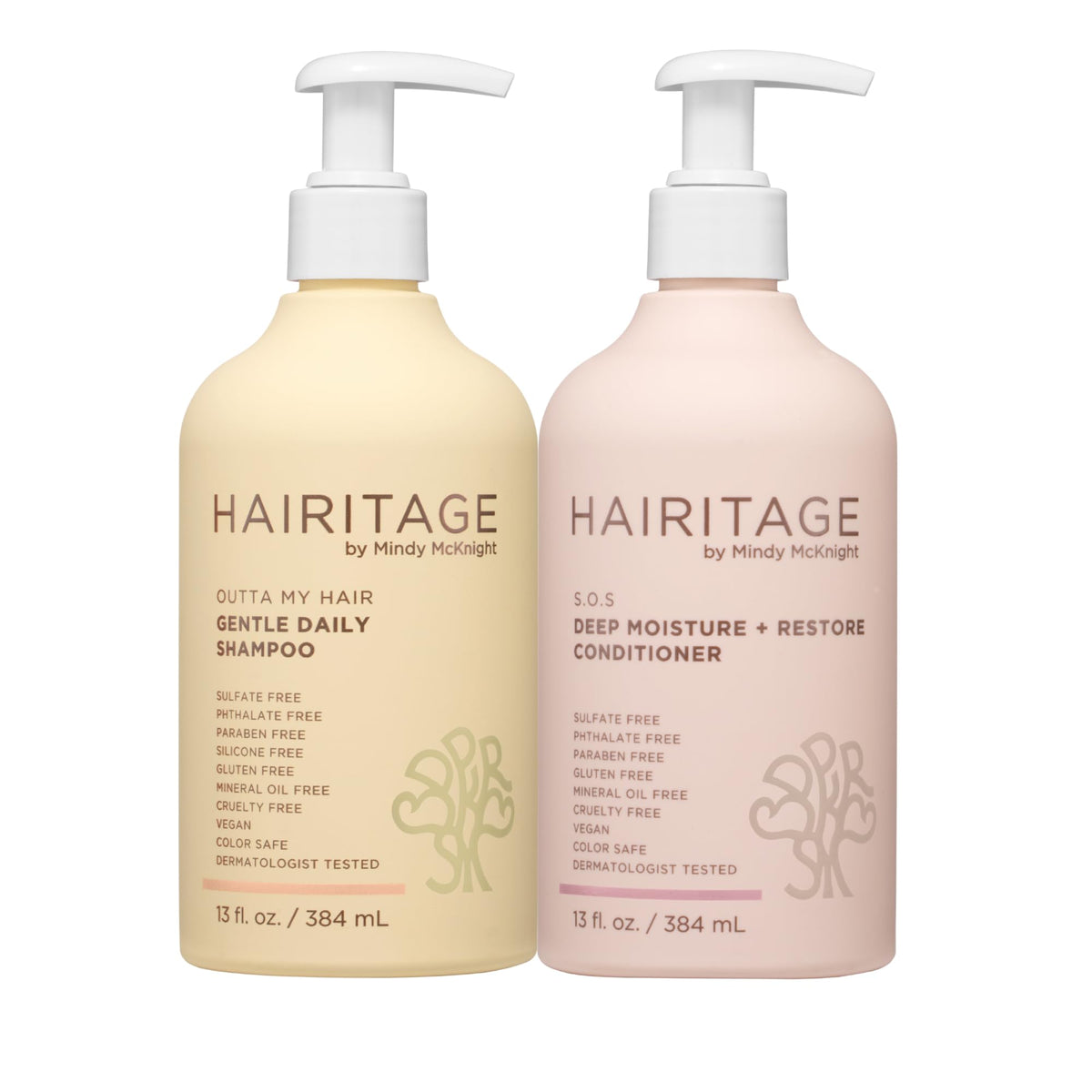 Hairitage Gentle Daily Moisture Shampoo bottle demonstrates daily hydration for all hair types.