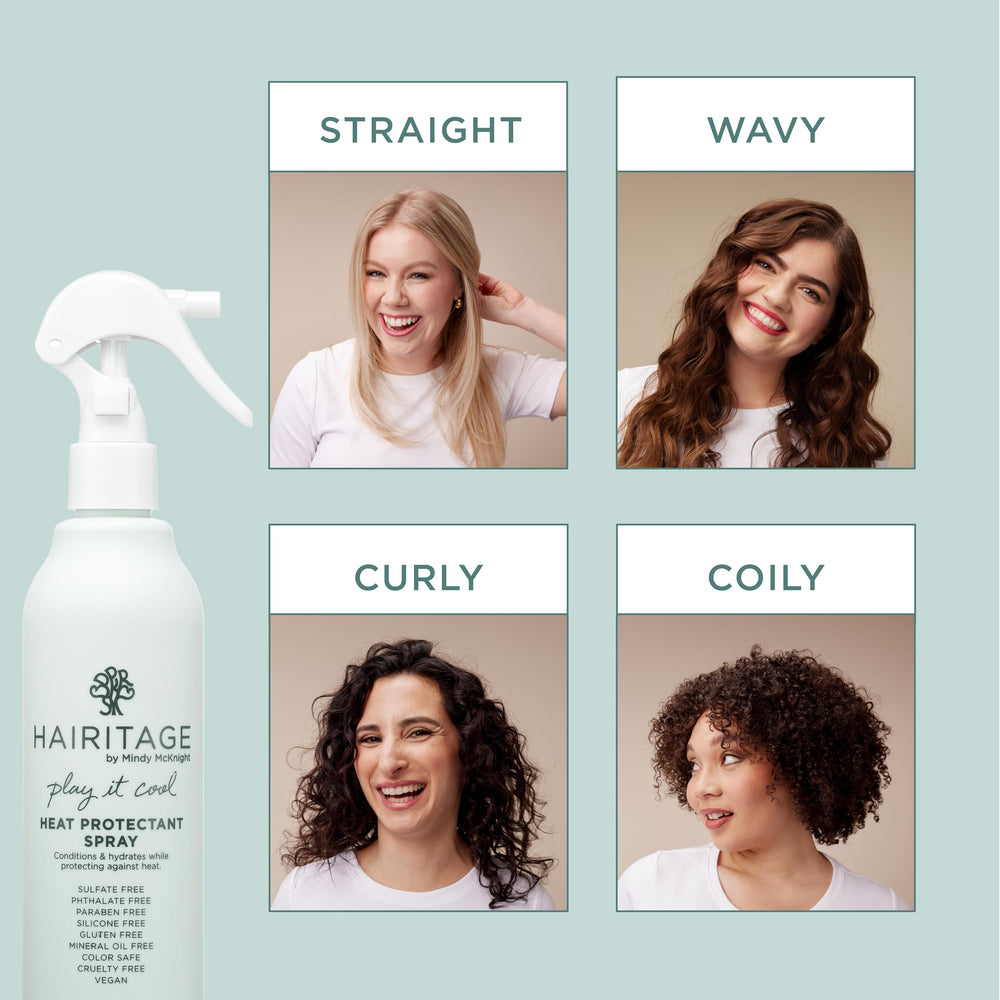 Hairitage heat protectant spray applied before using straighteners for heat safety