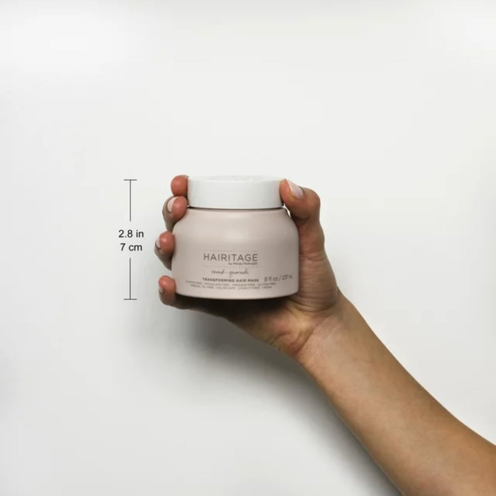 Hairitage Hydrating Argan Oil Hair Mask shine close-up reveals healthy-looking hair
