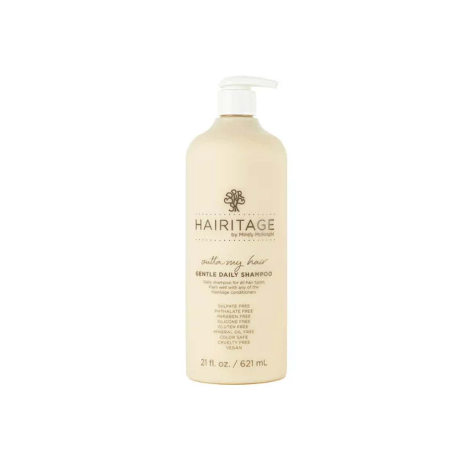 Hairitage Outta My Hair bottle front highlights lightweight daily moisture for dry hair.