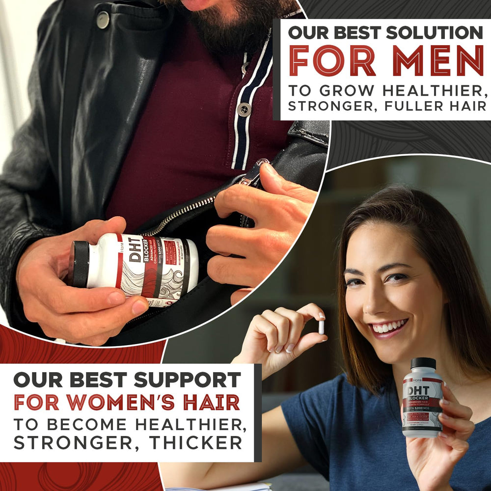 Hairo Nutrition DHT Blocker in hand demonstrates simple daily routine