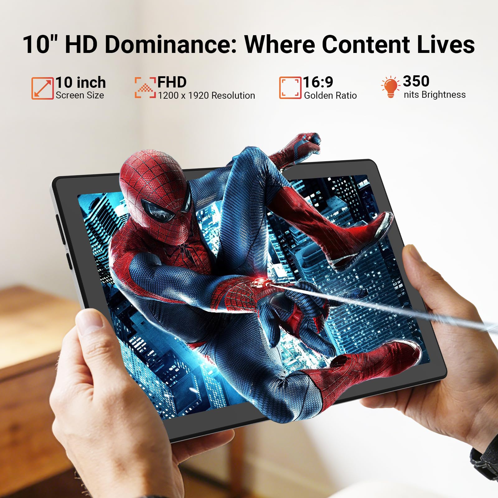 Hakaug 64GB storage with microSD option for extra files.