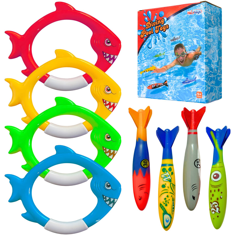 Haktoys torpedo dive toy closeup with bright colors for retrieval