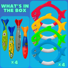 Haktoys torpedo dive toys 8-piece set for fast-paced pool races