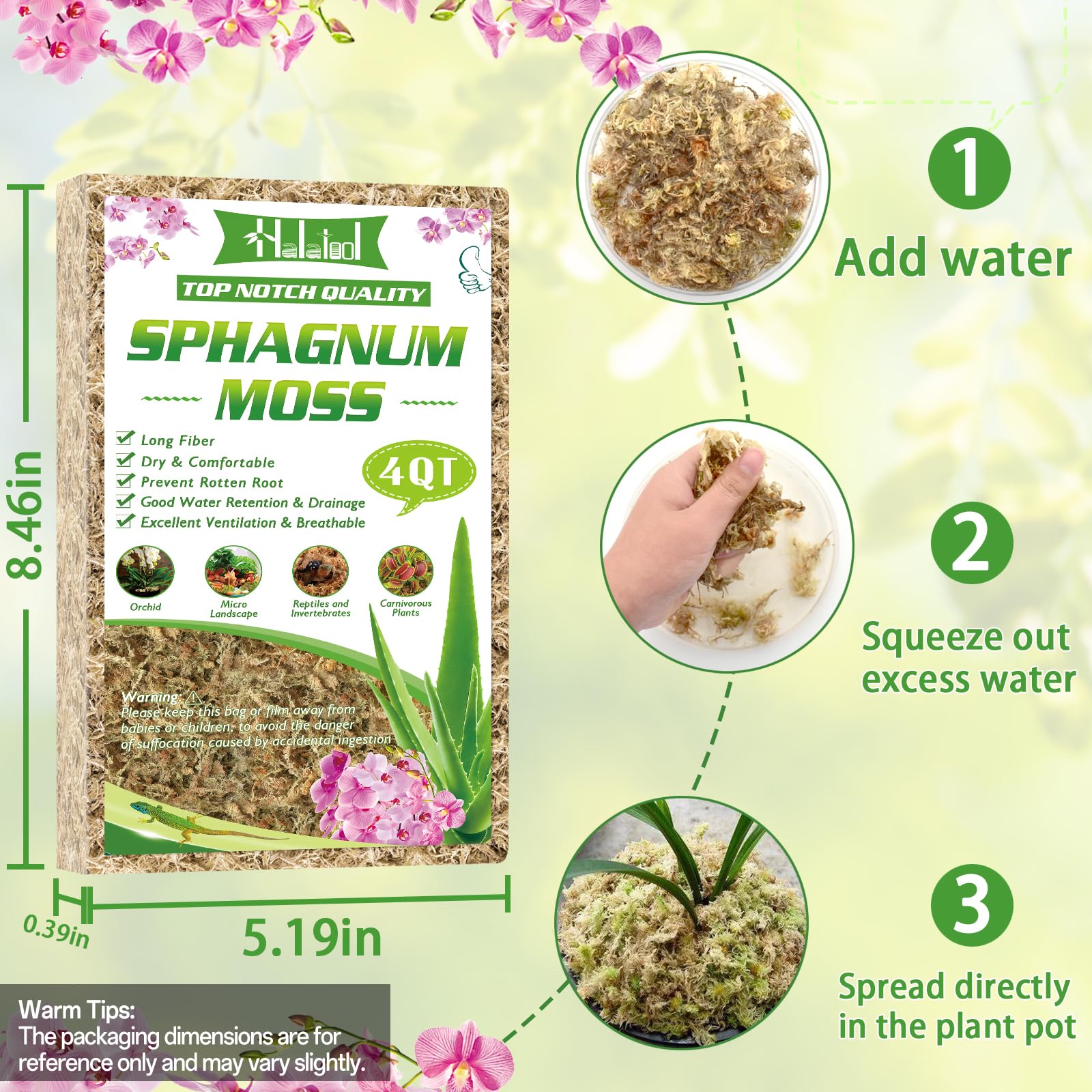 Halatool 4qt orchid moss application demonstrates easy lining and moisture control.