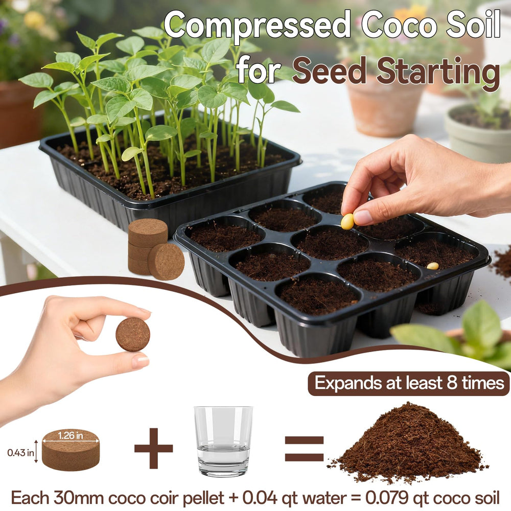 Halatool coco coir pellets expanding into fluffy soil after water addition
