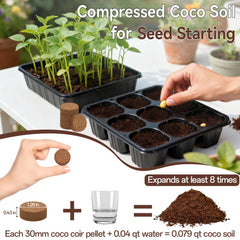 Halatool coco coir pellets expanding into fluffy soil after water addition