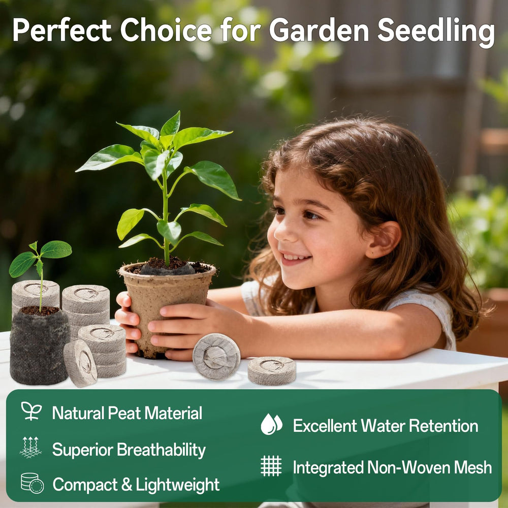 Halatool peat pellets with tops cut for direct seed placement.