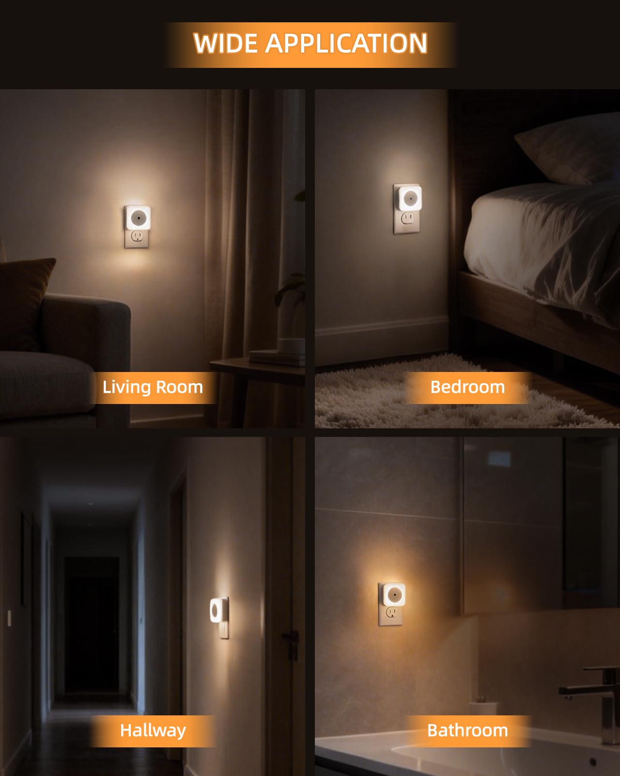 HALEEUR compact design night light blends with decor while guiding at night.
