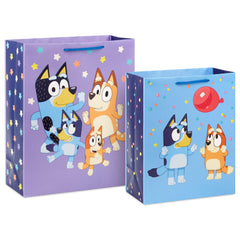 Hallmark Bluey gift bag featuring Bluey and Bingo with a red balloon, ideal for birthdays.
