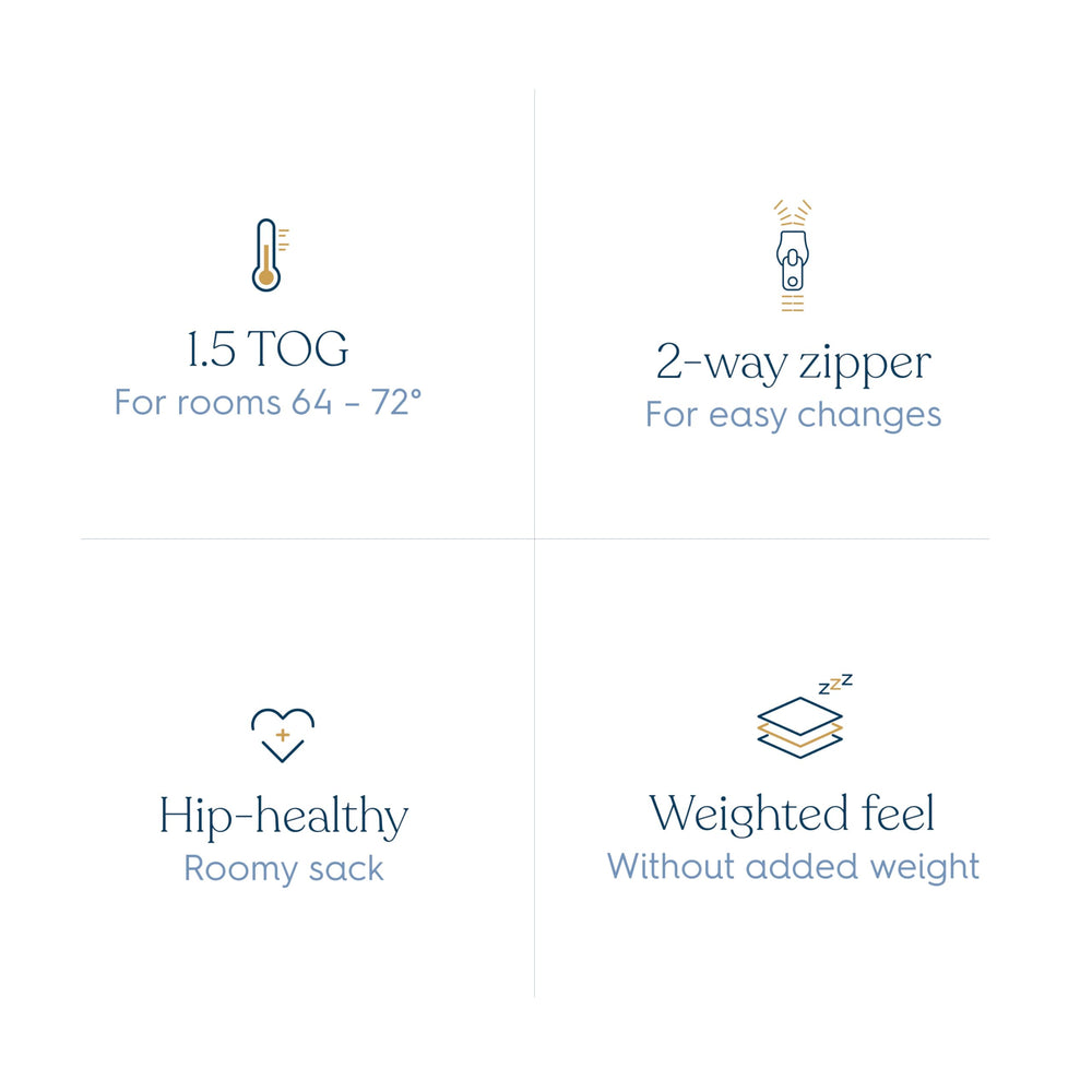 HALO two-way zipper enables easy diaper changes.