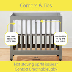 Halo mini crib breathable liner four sides covered for complete enclosure