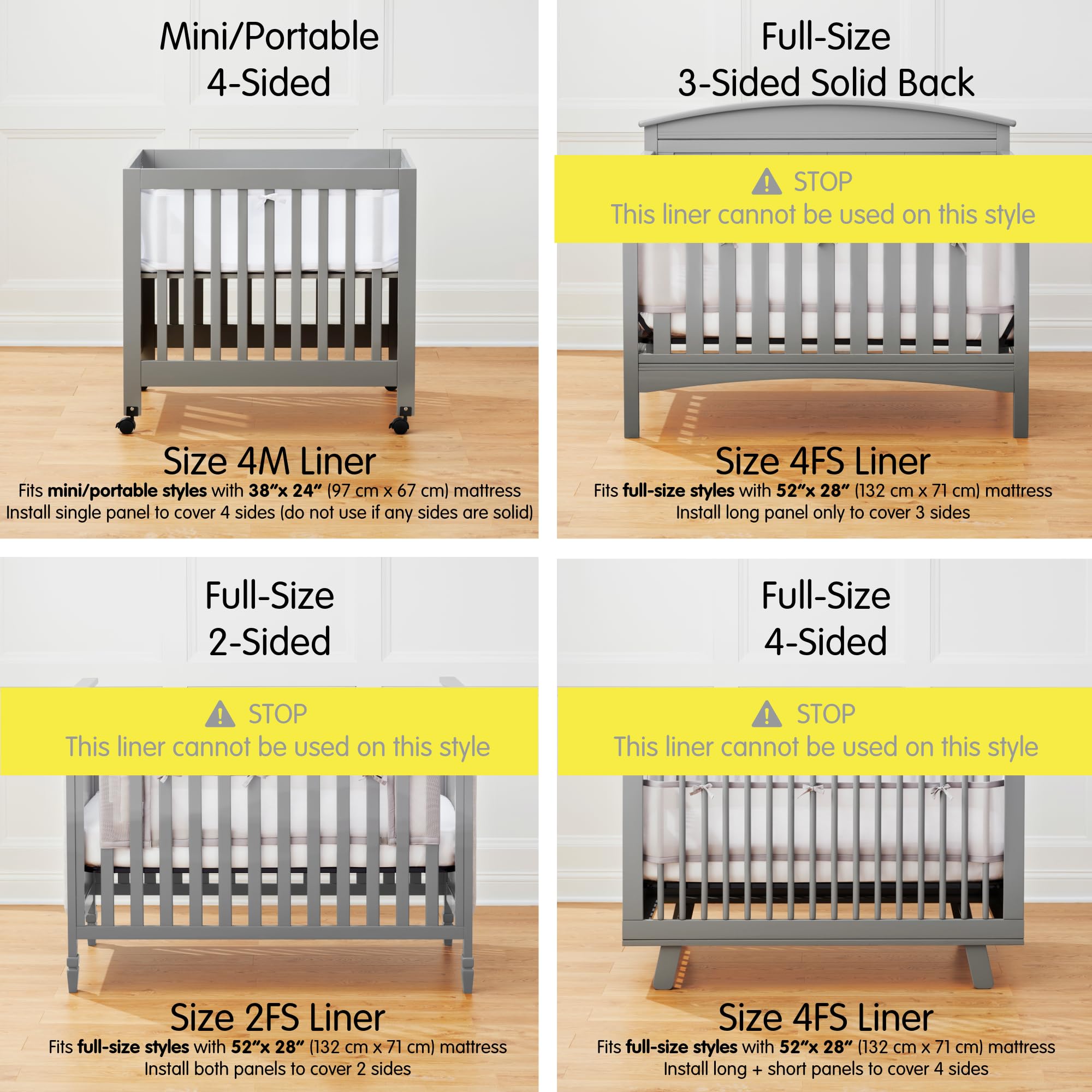 Halo mini crib liner installation around corner posts demonstrates secure fit