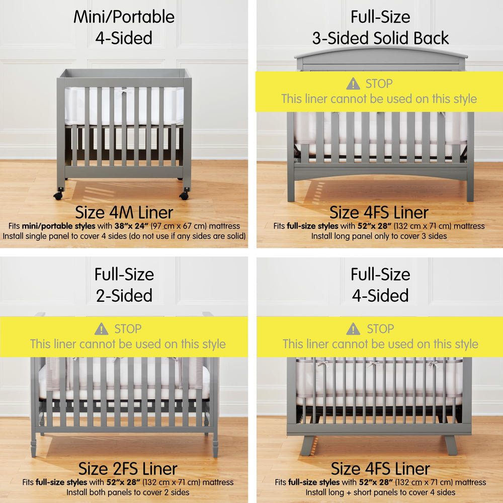 Halo mini crib liner installation around corner posts demonstrates secure fit