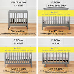 Halo mini crib liner installation around corner posts demonstrates secure fit