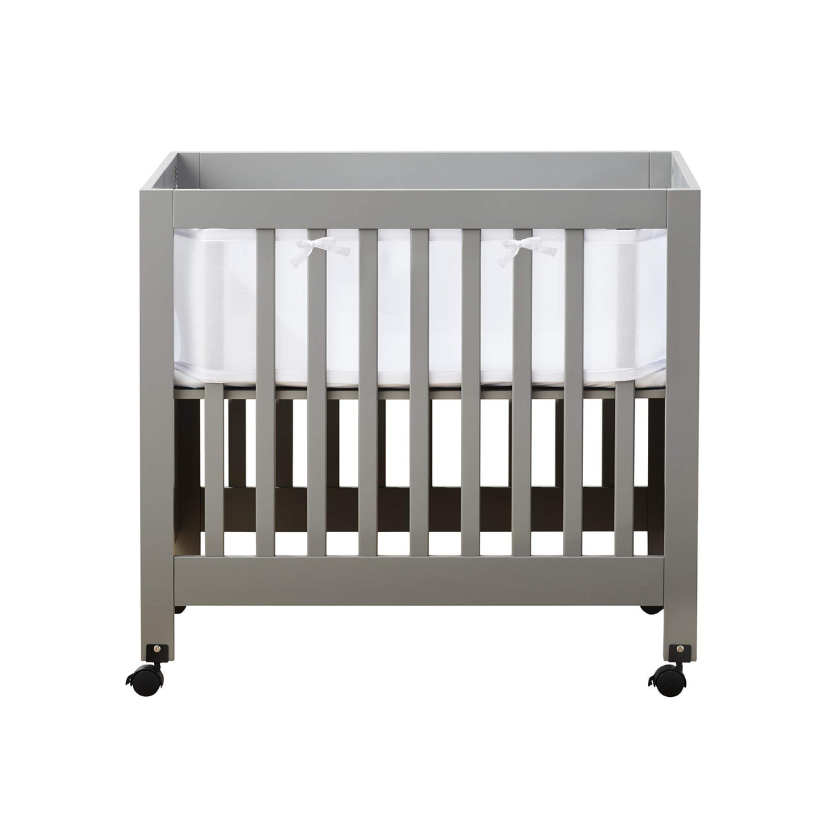 Halo mini crib breathable mesh liner overview shows full product in crib setup for airflow