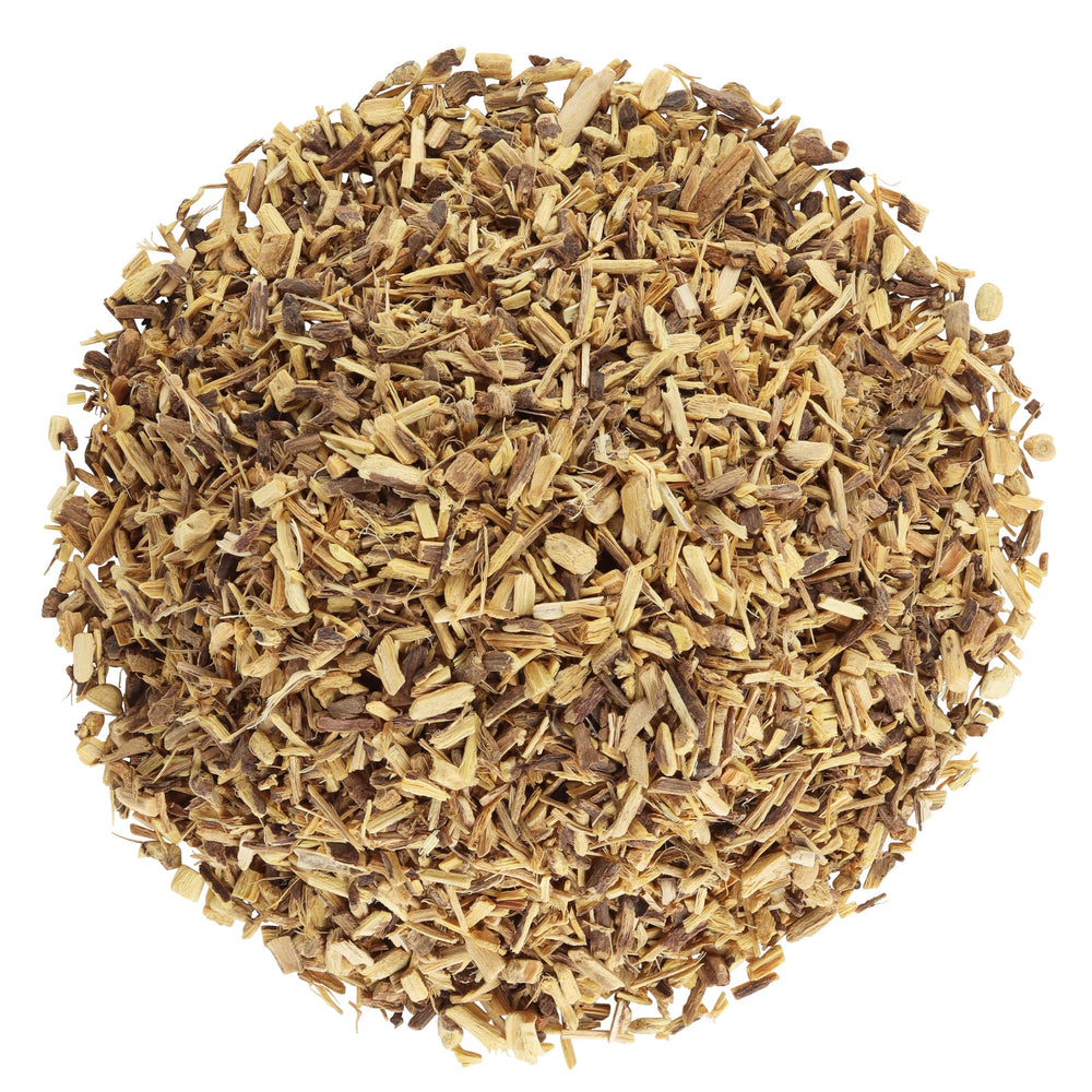 Close-up of Halo Naturals licorice root cut and sifted for even brewing.