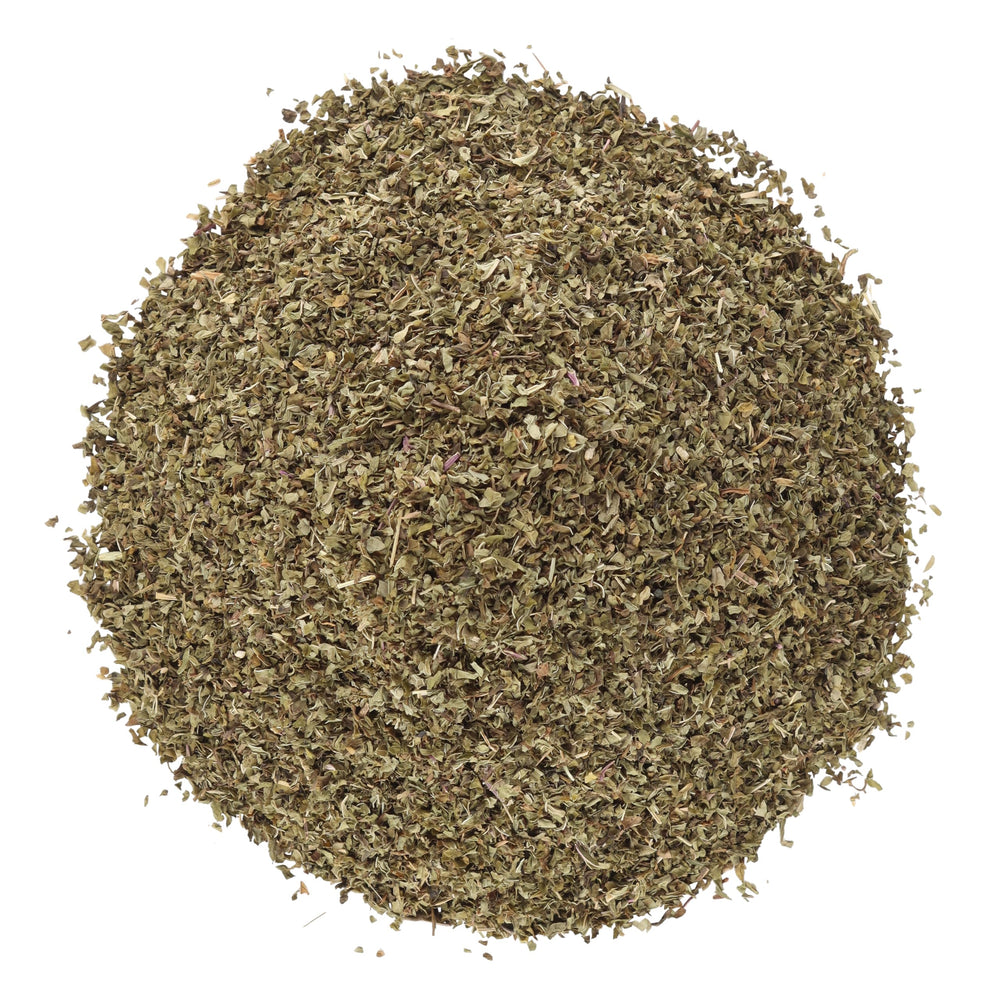 Halo Naturals organic spearmint leaves close-up showcasing vibrant aroma.