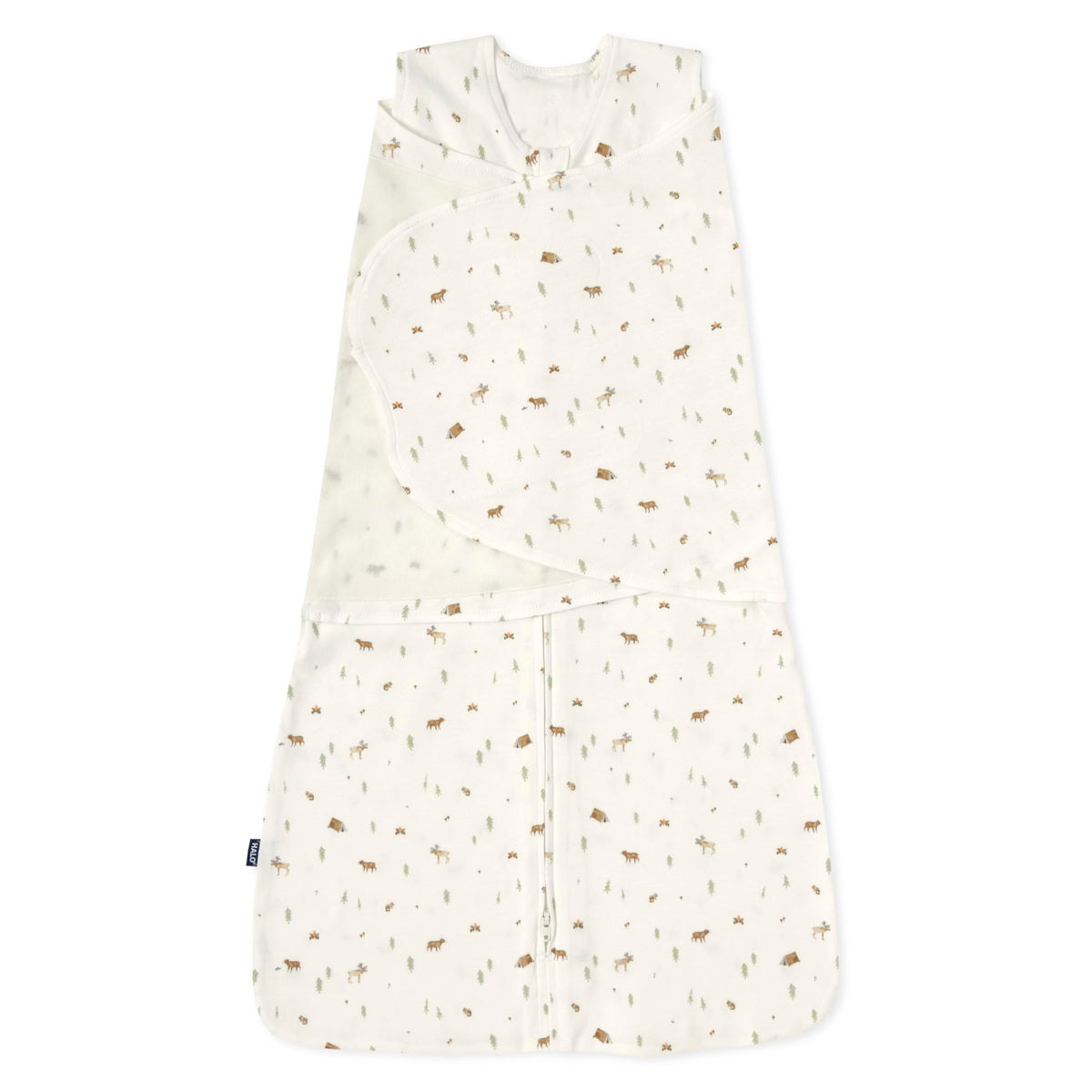 HALO Sleepsack Swaddle campsite fabric closeup shows soft cotton for cozy nights.