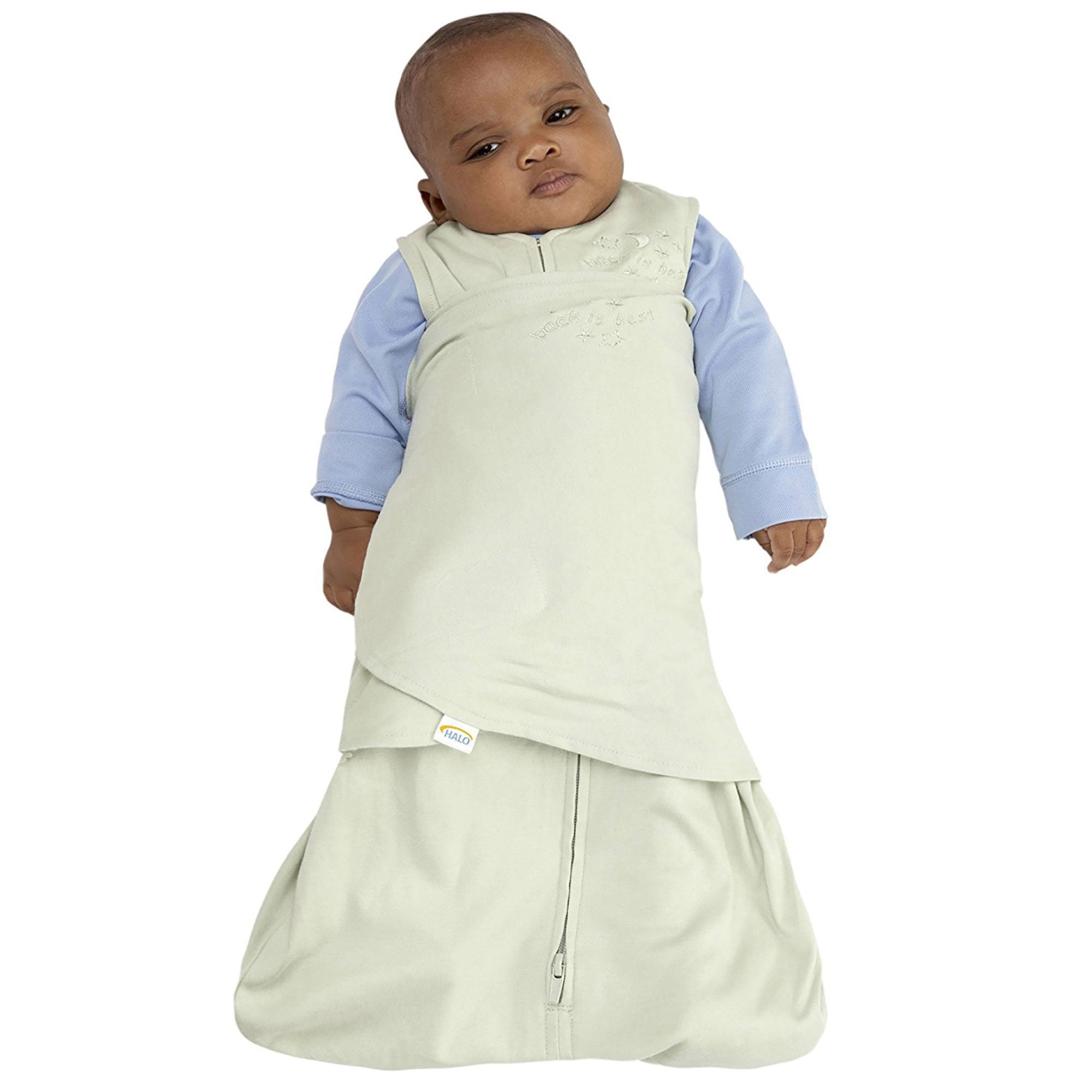 Halo Sleepsack Swaddle Sage inverted zipper for easy diaper changes