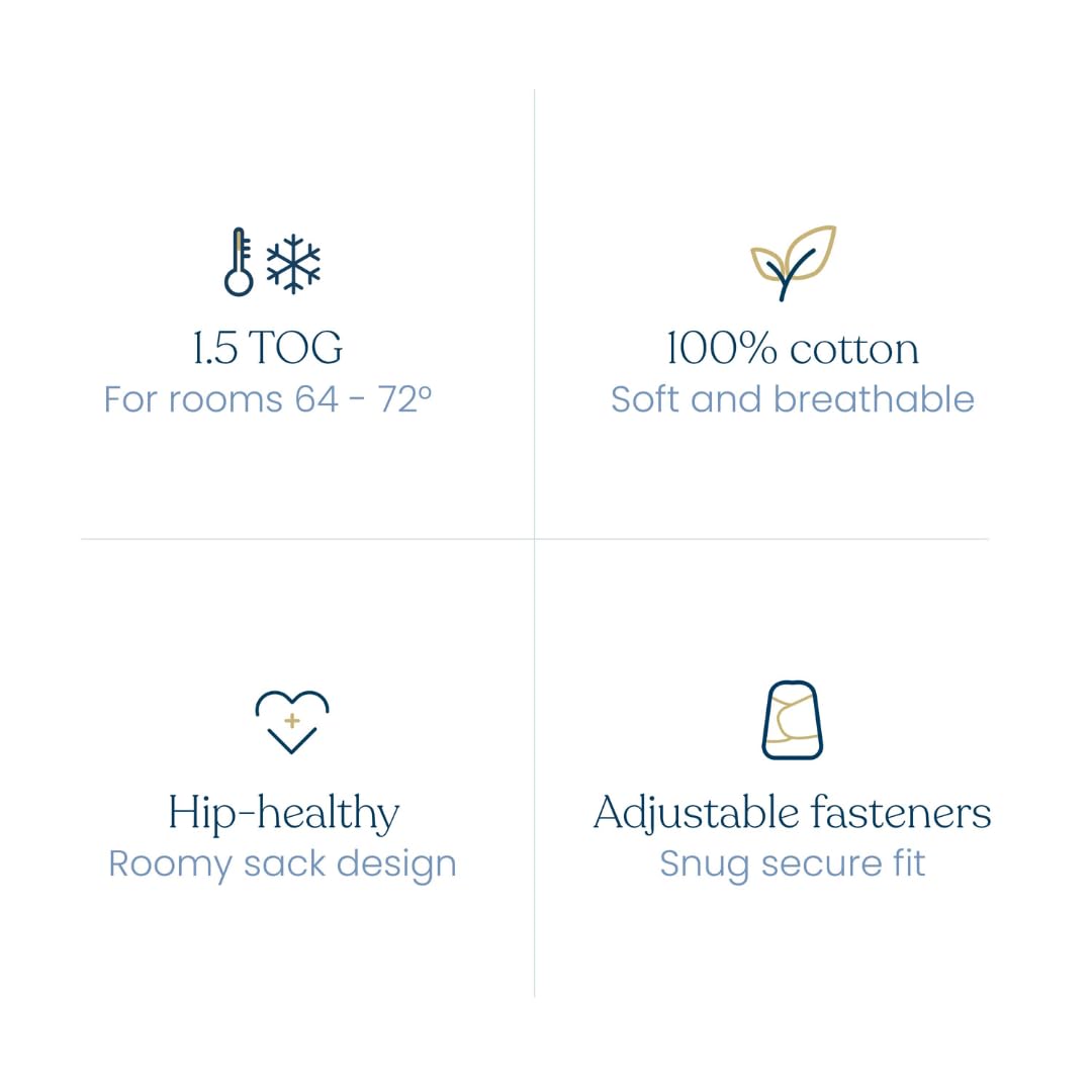 HALO Sleepsack Swaddle secure neck and arm openings for a safe fit.