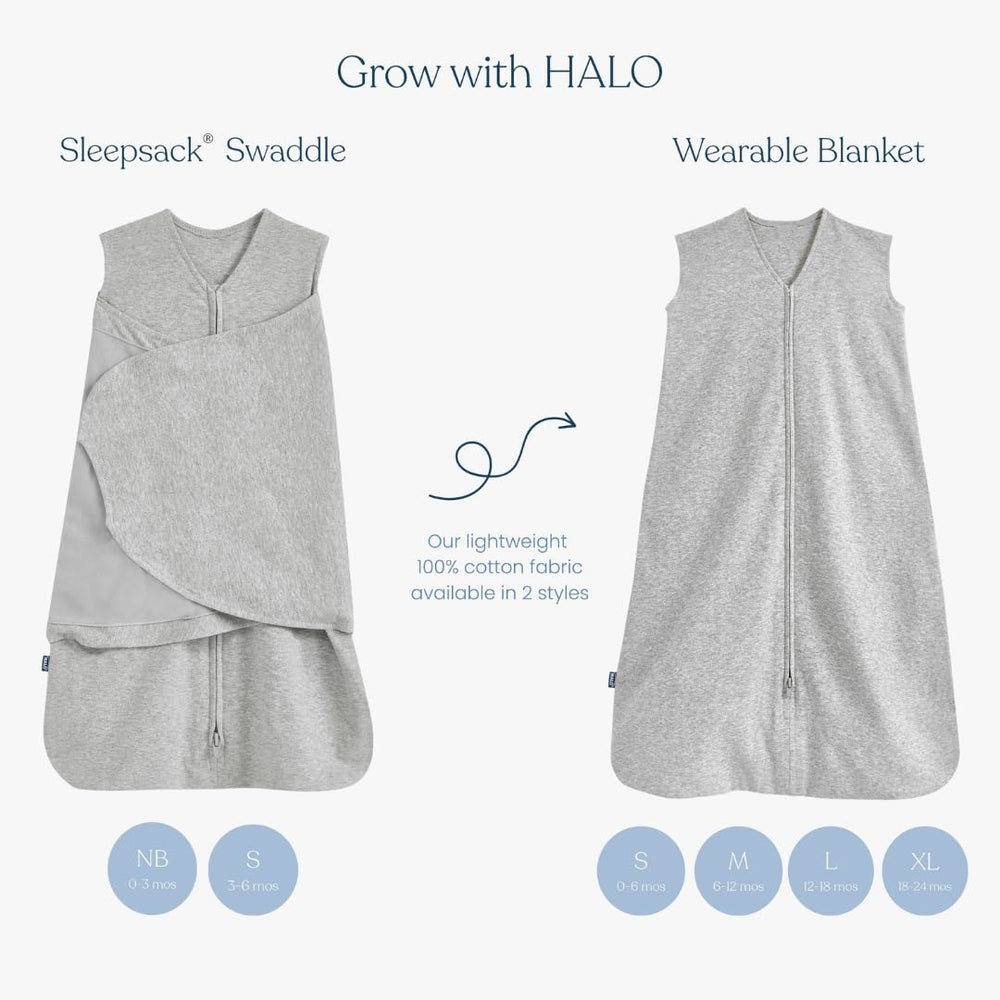 HALO Sleepsack Swaddle sleeveless design helps prevent overheating during sleep.