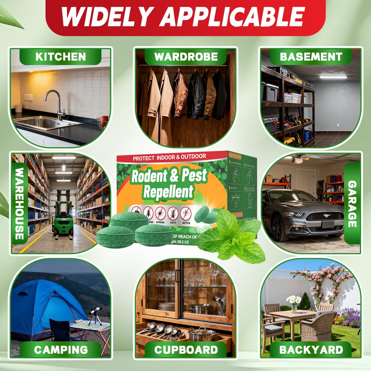 Halonly indoor-outdoor rodent defense pouches for versatile placement.