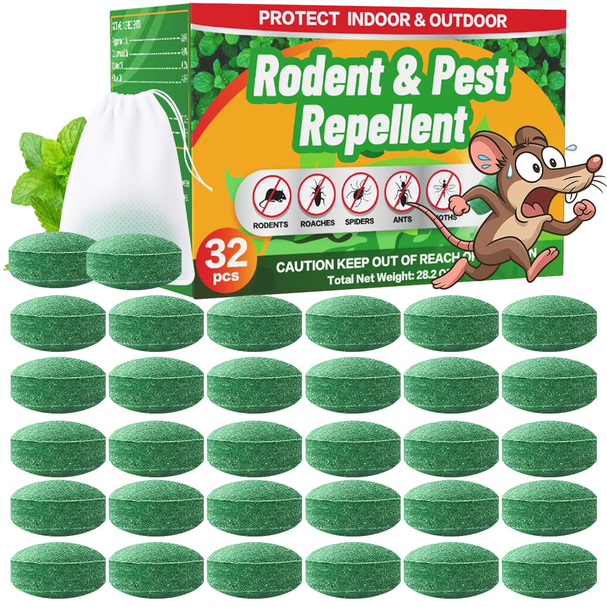 Halonly rodent repellent pouches 32-pack in packaging for easy protection.