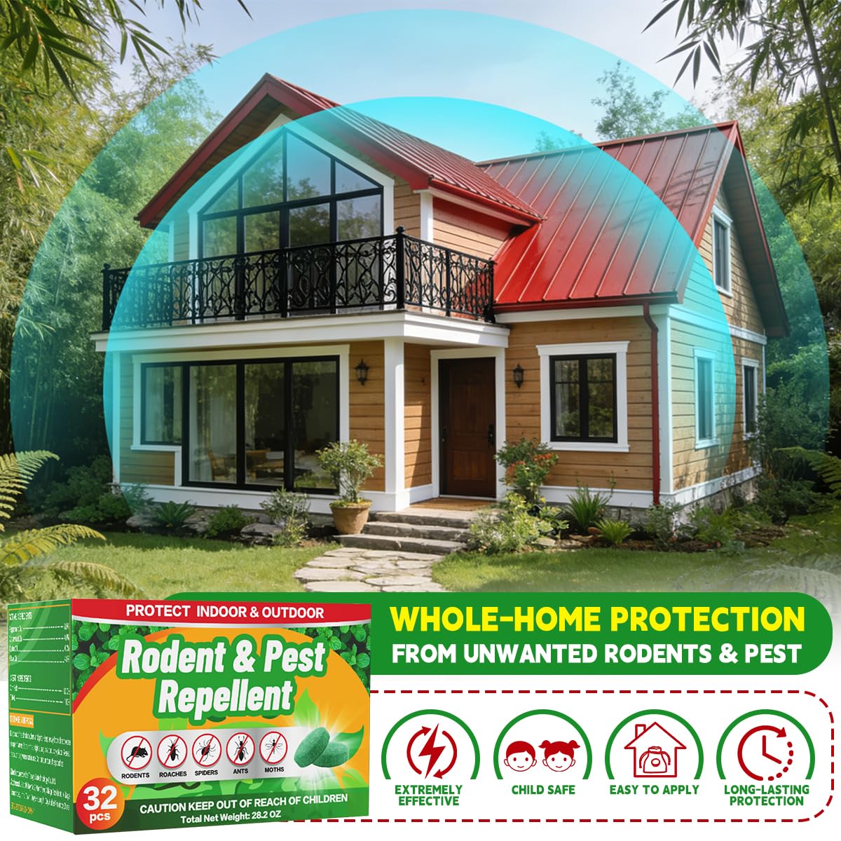 Halonly rodent repellent pouches for basement or attic use.