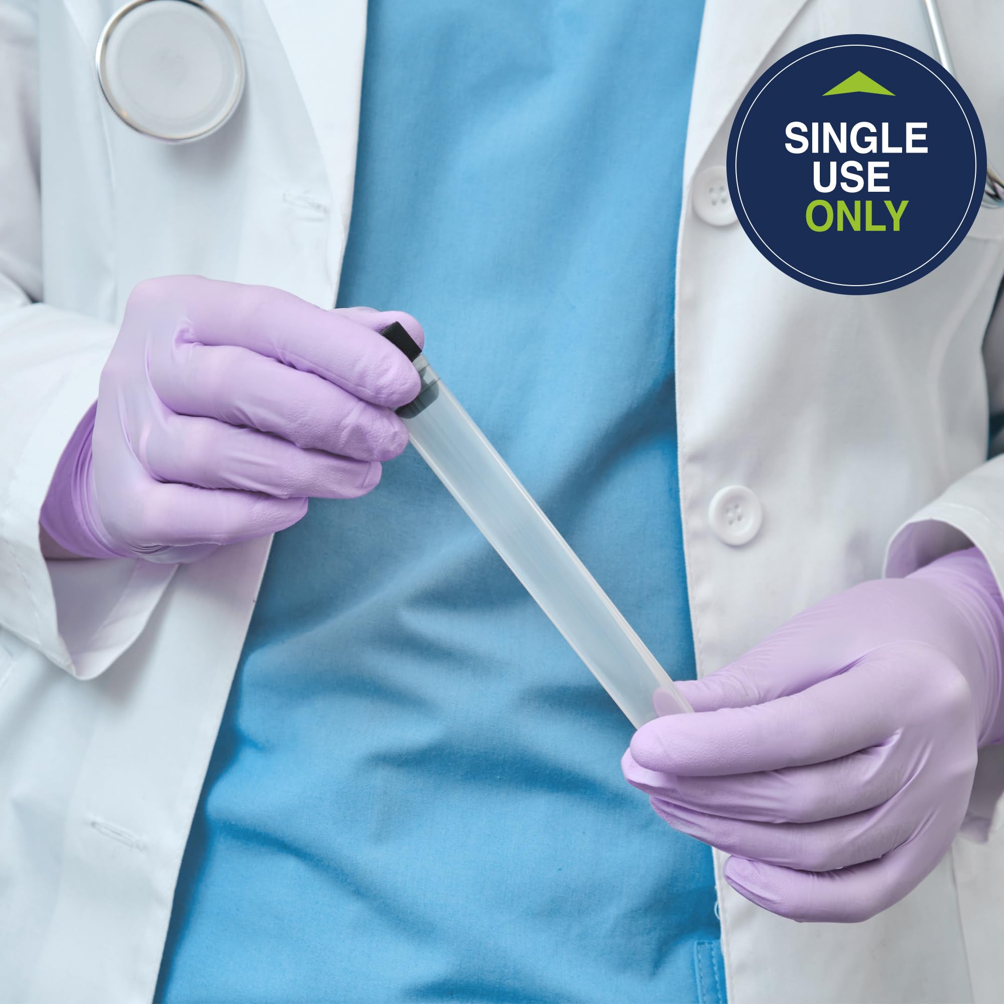 HALYARD Lavender nitrile gloves meet ASTM D6978 standards for chemical resistance